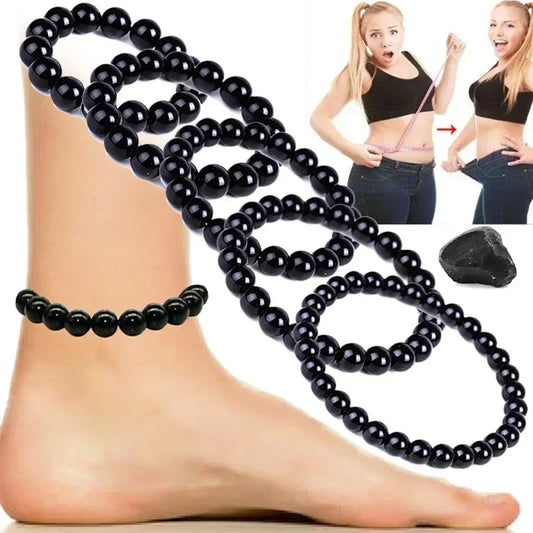 Black Obsidian Natural Stone Bracelets Fat Relief Promote Blood Circulation Anti Anxiety Weight Loss Bracelet Women Men Jewelry