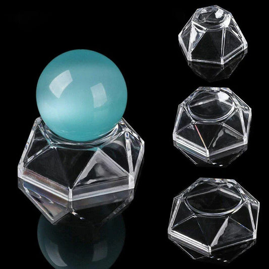 Acrylic Hexagon Crystal Ball Stand – Transparent Sphere Holder for Stones, Balls & Figurines (S/M/L Sizes)
